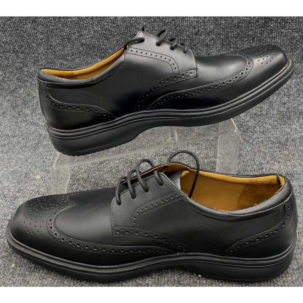 Dr Comfort Wing Mens 11 W Black Leather Wingtip Oxford Shoes Orthopedic 8310